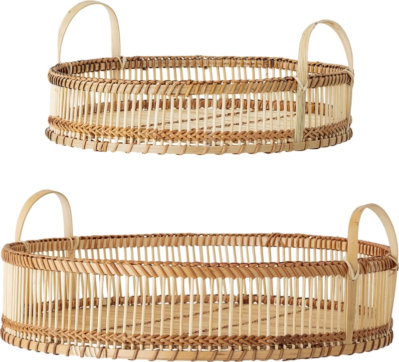 Sæt med 2 håndlavede bambusbakker fra Bloomingville