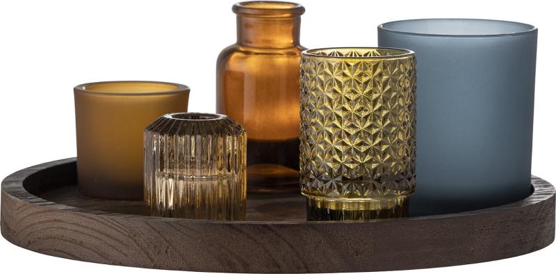 Sanga Fyrfadsstage Bakke i Brun Glas - Elegance til Dit Hjem