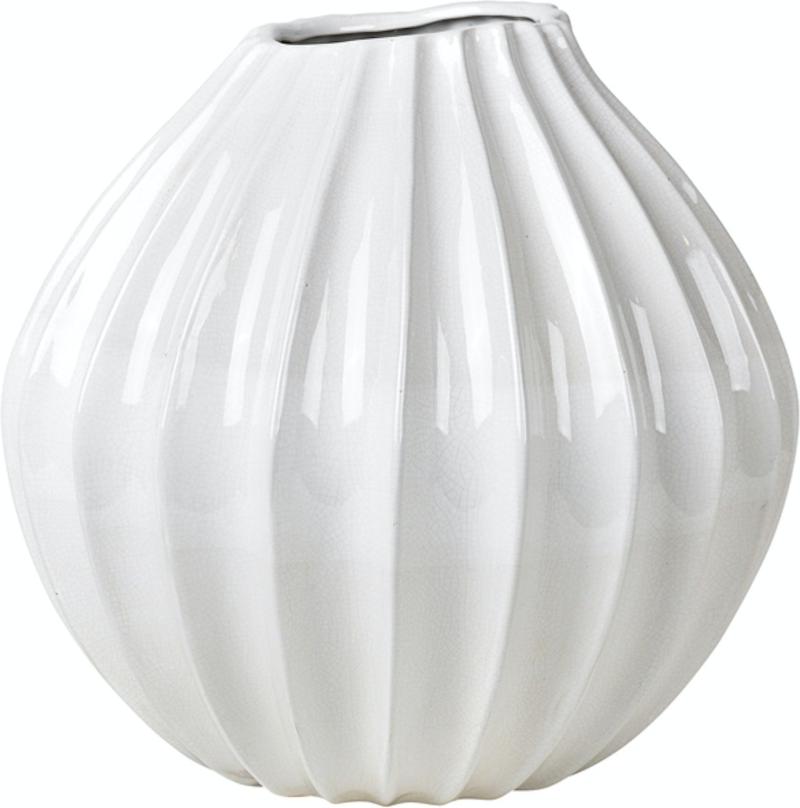 Bred Hvid Keramikvase fra Broste Copenhagen - Elegant Dekor