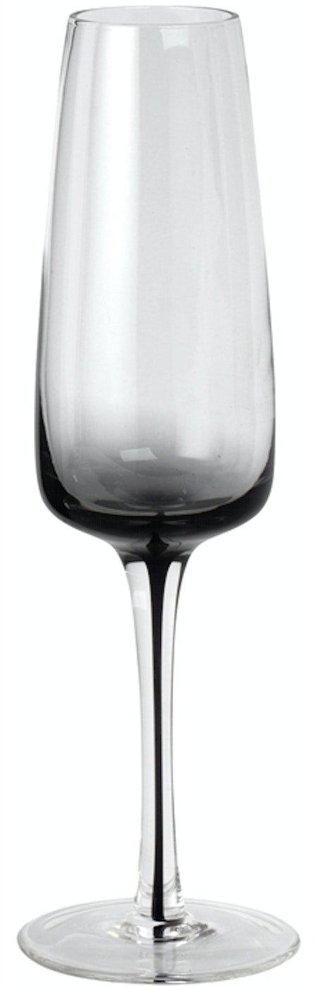 Røget Champagneglas i Klar Grå - Elegant Borddækning