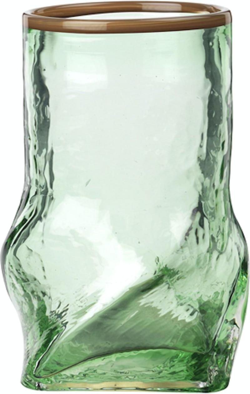 Ellen Vase i Grøn og Brun - Mundblæst Glas fra Broste