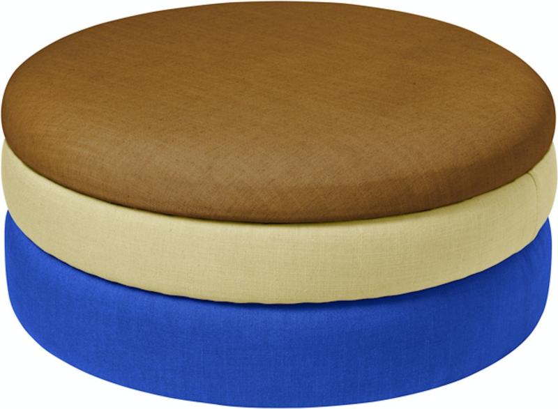 Pond Puf i Brun Creme Blå - Stilfuld Stofpuf