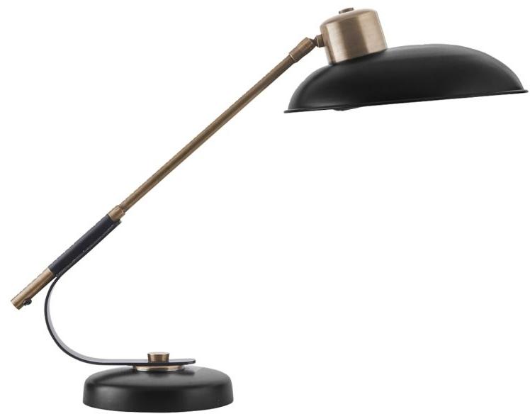 Art Deco Bordlampe i Sort Messing - Elegant Retro Belysning