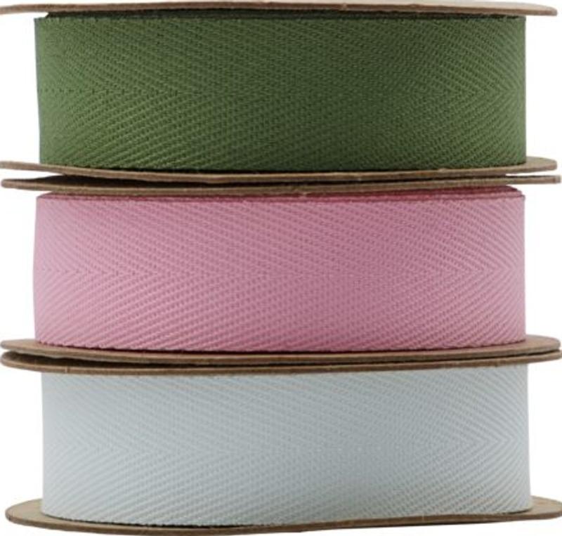 Herringbone  Bånd  Grøn Pink Lyseblå