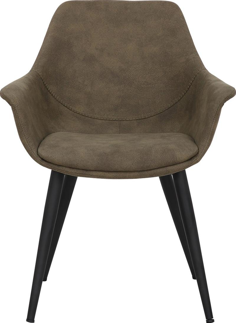 Signe Spisebordsstol Med Armlæn i Oliven - Modern Elegance