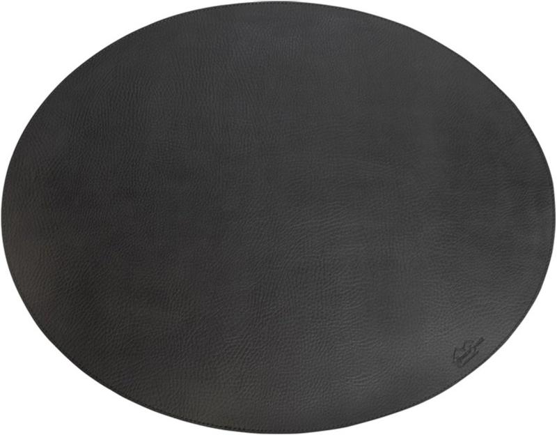 Elegant Oval Dækkeserviet i Sort Læder fra House of Sander