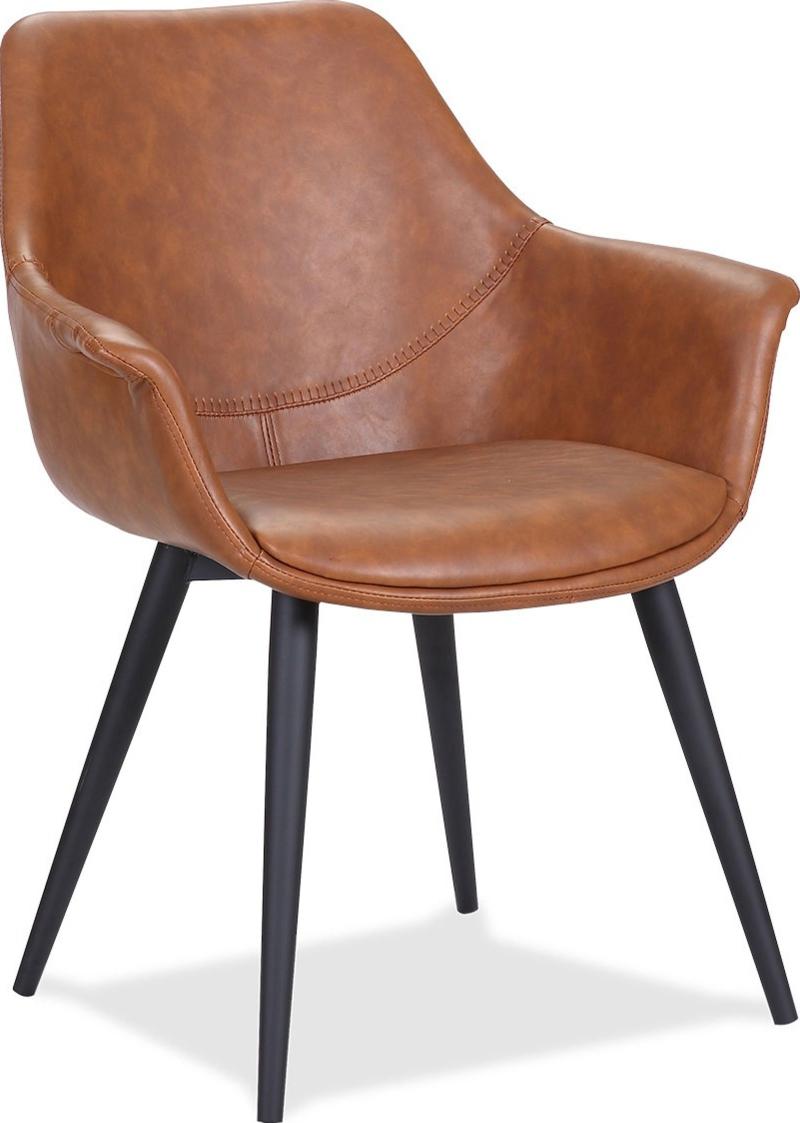 Signe Spisebordsstol Med Armlæn i Cognac - Elegance & Komfort