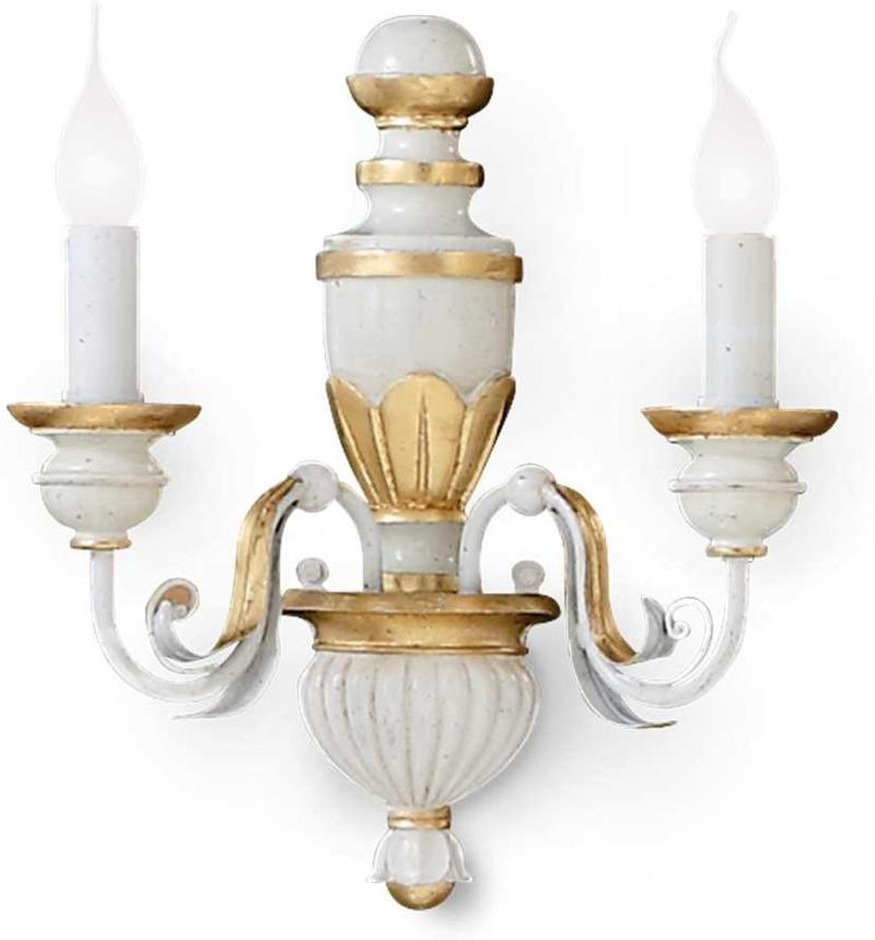 Elegant Firenze Væglampe i Hvid Metal og Bladguld