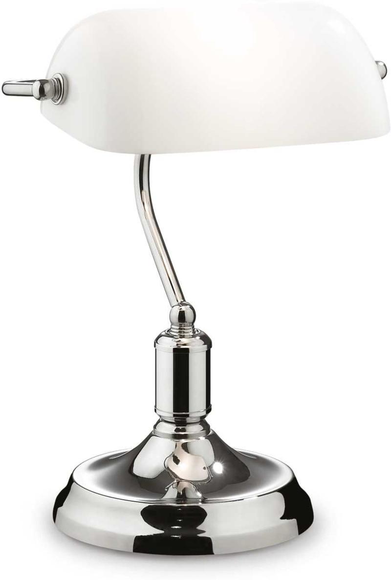 Elegant Lawyer Bordlampe i Krom og Glas - Max 60W
