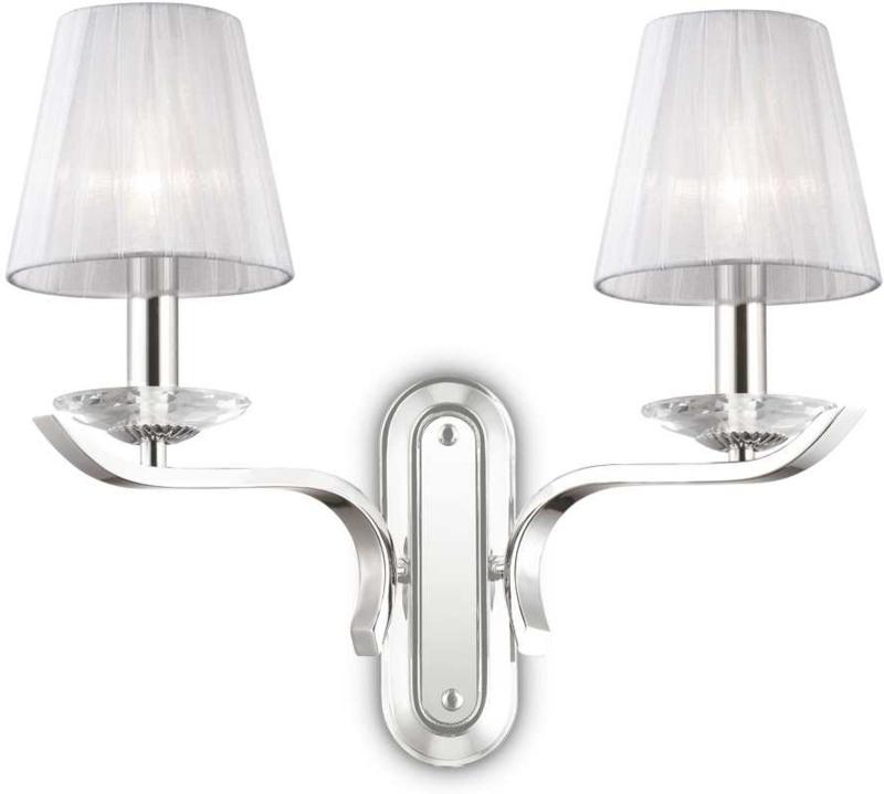 Pegaso  Væglampe  E14 Max     40w  E14  Hvid Krom  Metal  Glas  Stof  L430xh335xb205mm
