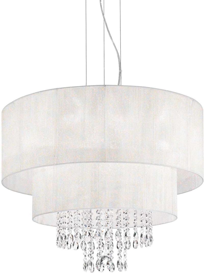 Elegant Opera Pendel Lampe i Hvid Glas og Krom