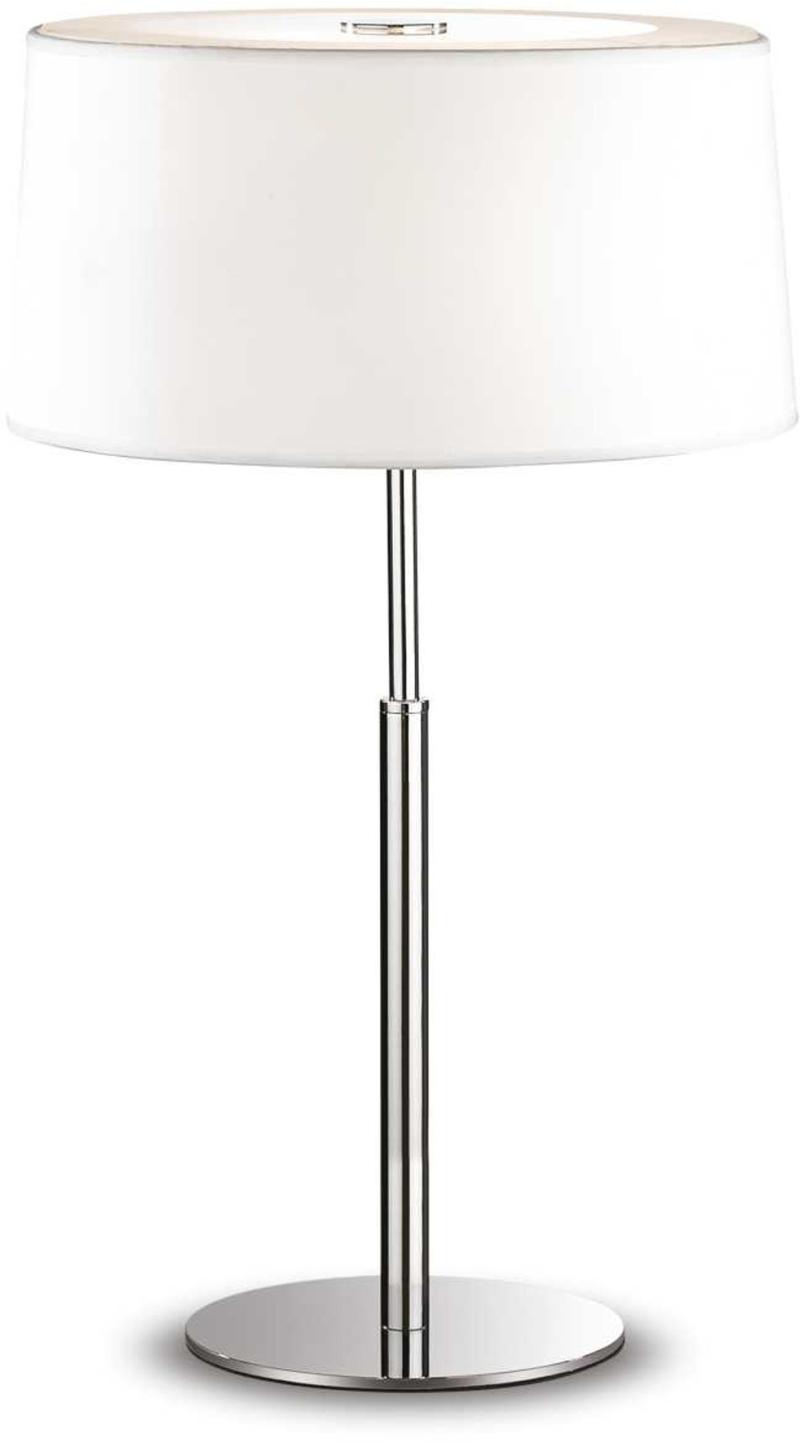 Hilton Bordlampe E14 Max 40w E14 Hvid Krom Metal Glas Stof ø300xh490mm