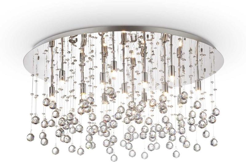 Elegant Moonlight Loftslampe i Krom og Glas - Ø800 mm