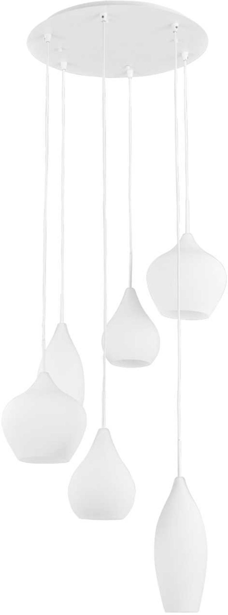 Blød Pendel Lampe i Hvid Metal og Glas - Elegant Belysning