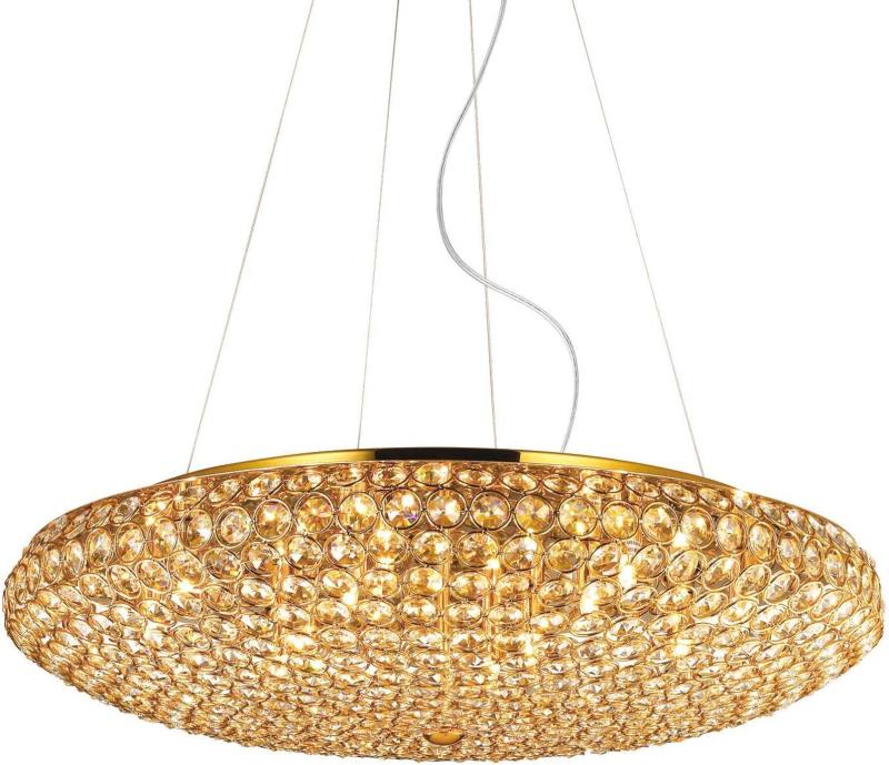 King  Pendel Lampe  G9 Max 12   40w  G9  Guld  Metal  Glas  Krom  ø650xhmin400 Max1200mm
