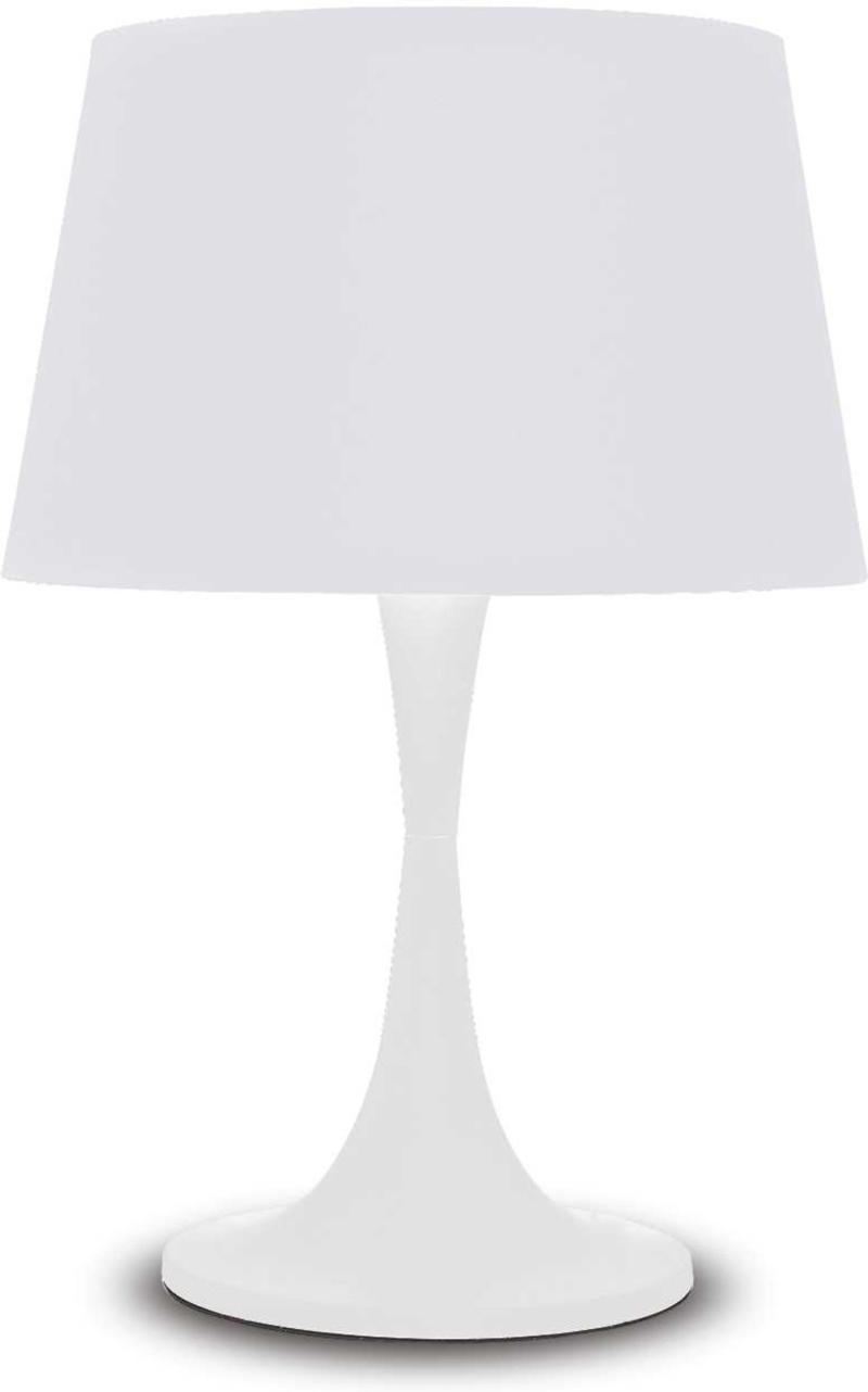London Bordlampe - Elegant Hvid Metal & Stof Design