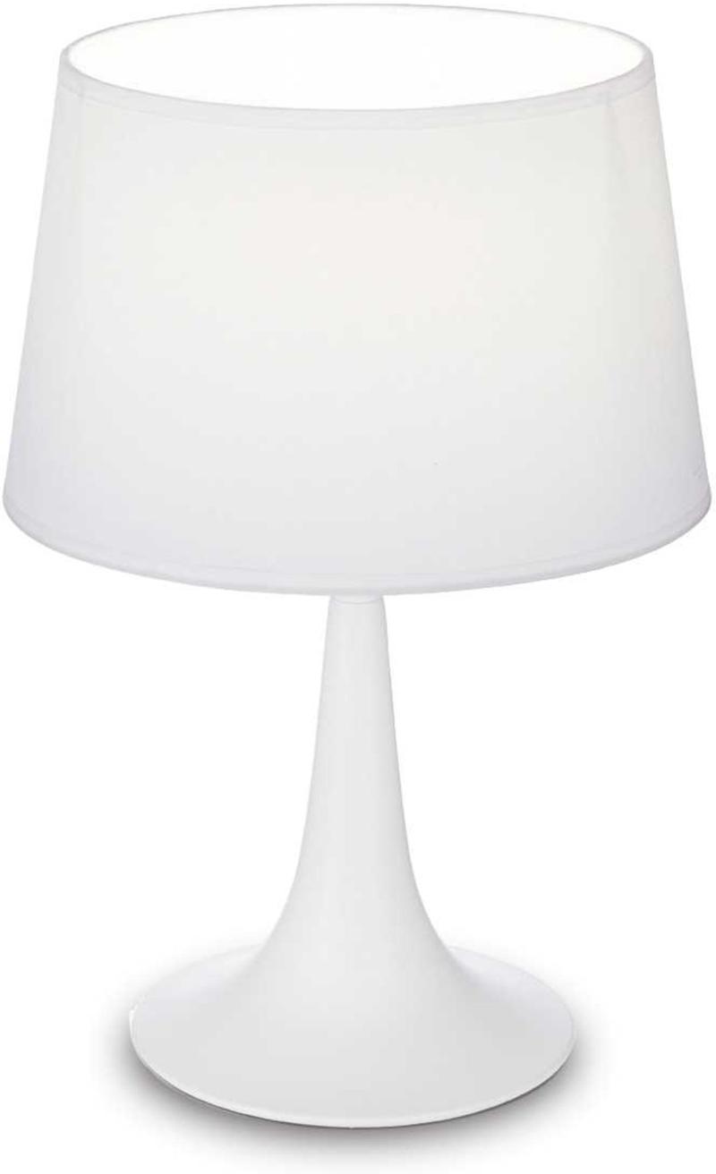 Elegant London Bordlampe i Hvid Metal og Stof 60W