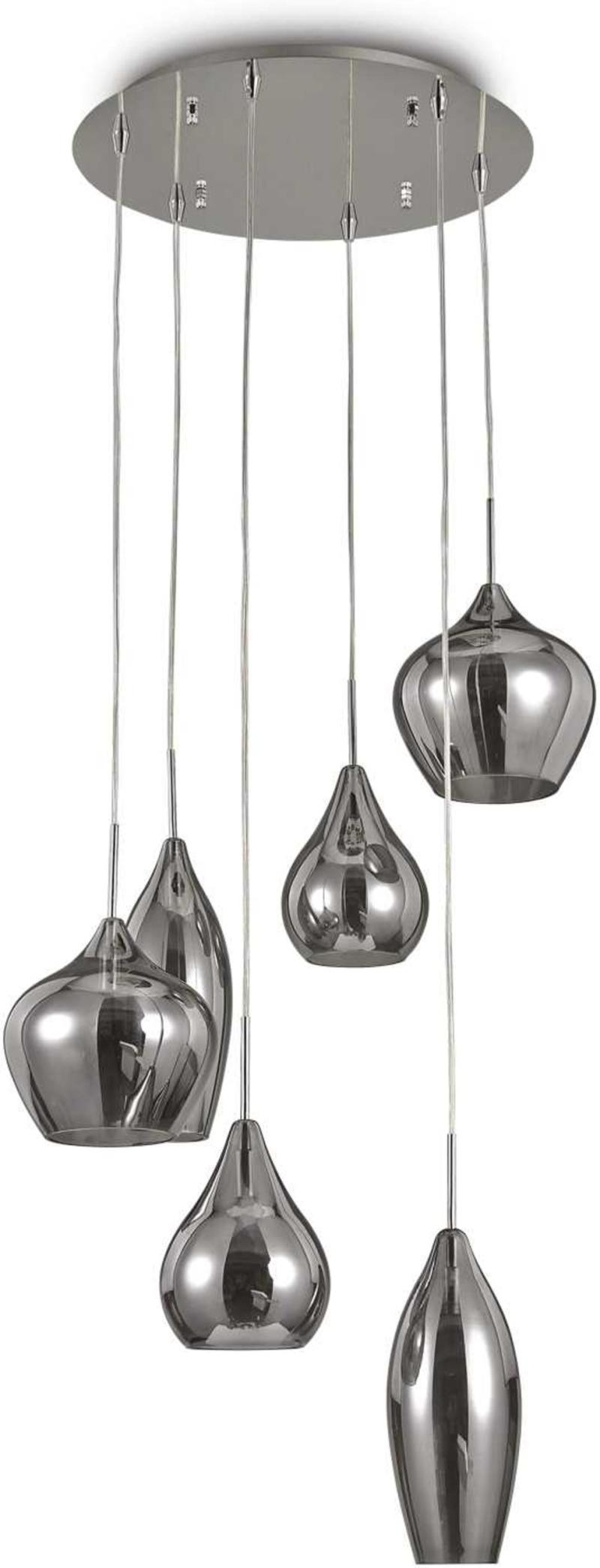 Soft Pendel Lampe E14 Max 40w E14 Røg Krom Metal Glas ø600xhmin300 Max1350mm