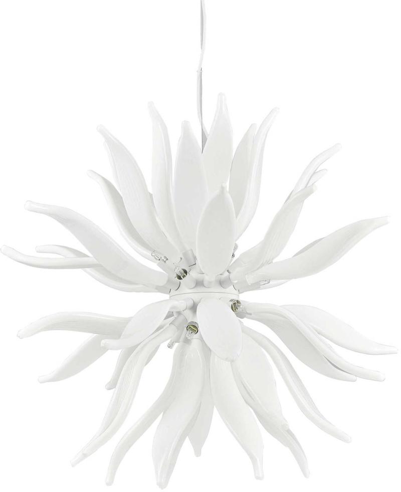 Elegant Leaves Pendel Lampe i Hvid Metal og Glas