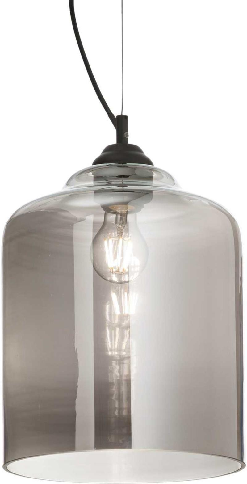 Elegant Bistro Pendel Lampe i Røg Sort Metal og Glas