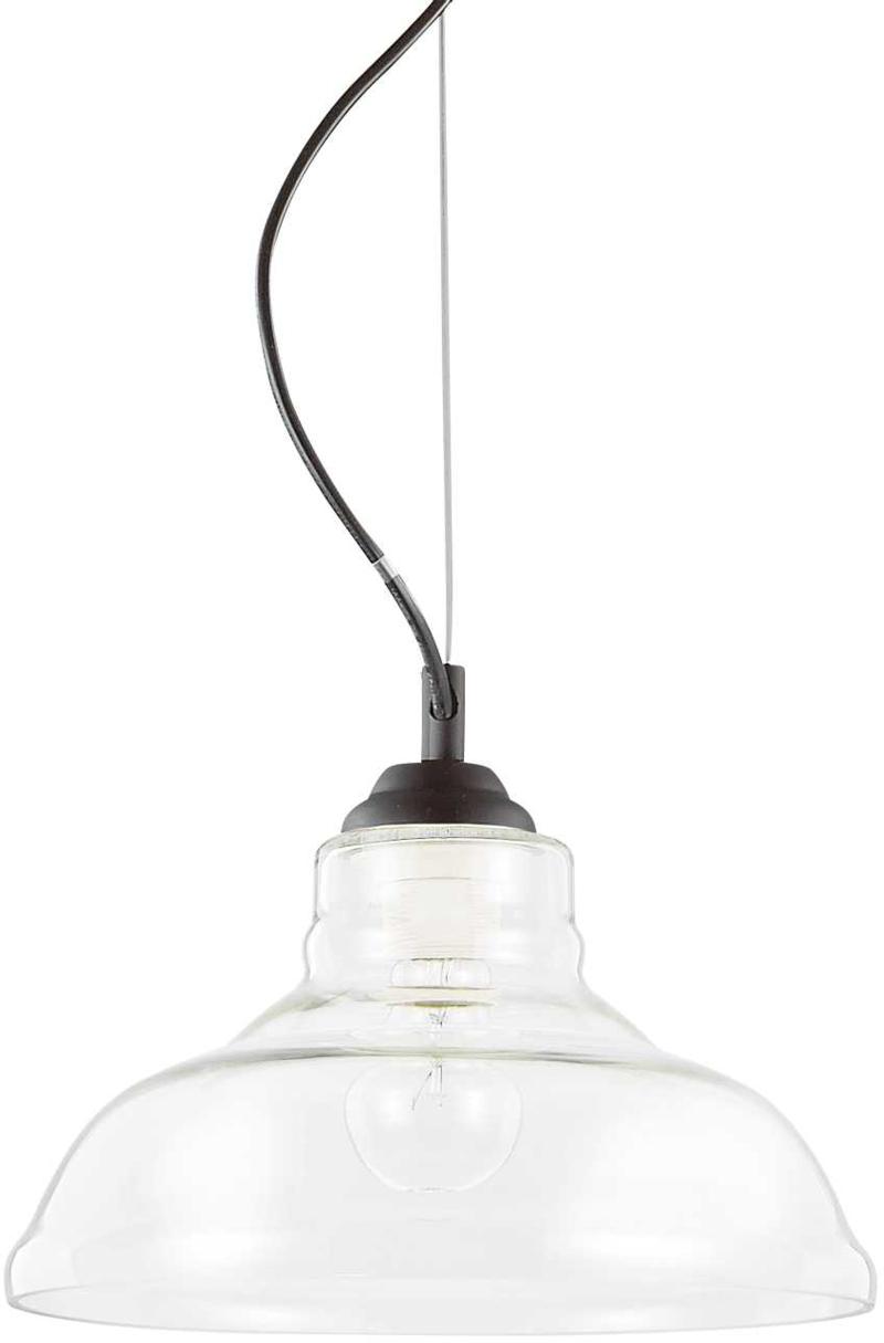 Elegant Bistro Pendel Lampe i Sort Metal og Glas