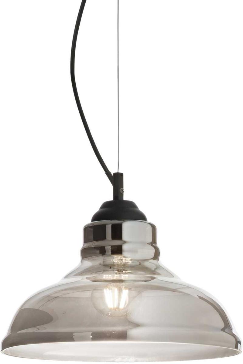 Elegant Bistro Pendel Lampe i Røg Sort Metal og Glas