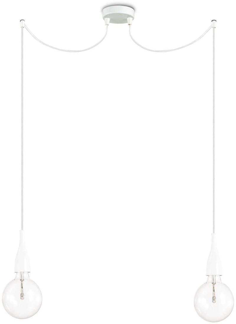 Minimalistisk Pendel Lampe i Hvid Metal og Glas
