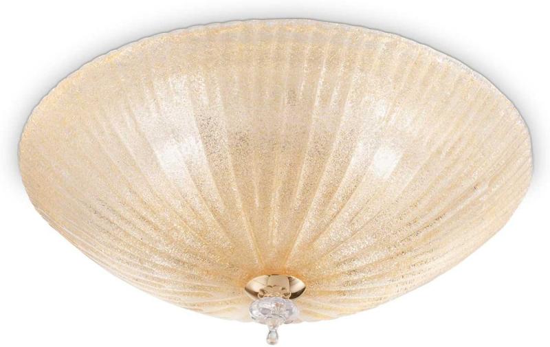 Elegant Shell Loftslampe i Ravfarvet Glas - Max 60W