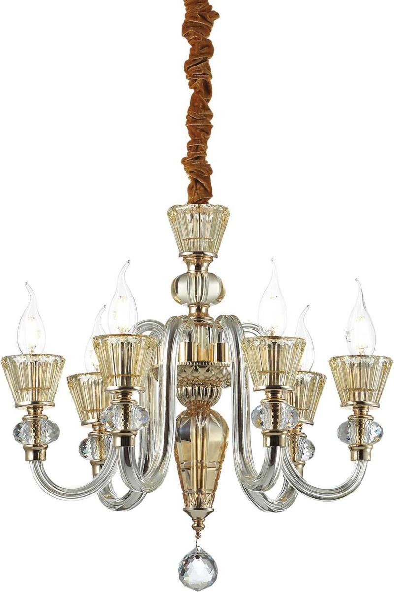 Elegant Strauss Pendel Lampe i Guld og Rav Glas