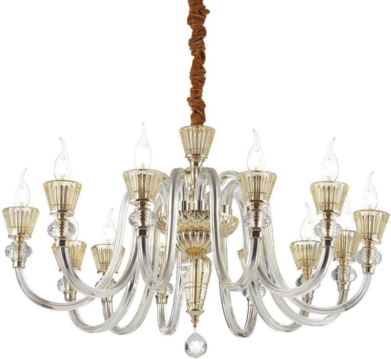 Elegant Strauss Pendel Lampe i Guld og Rav Glas