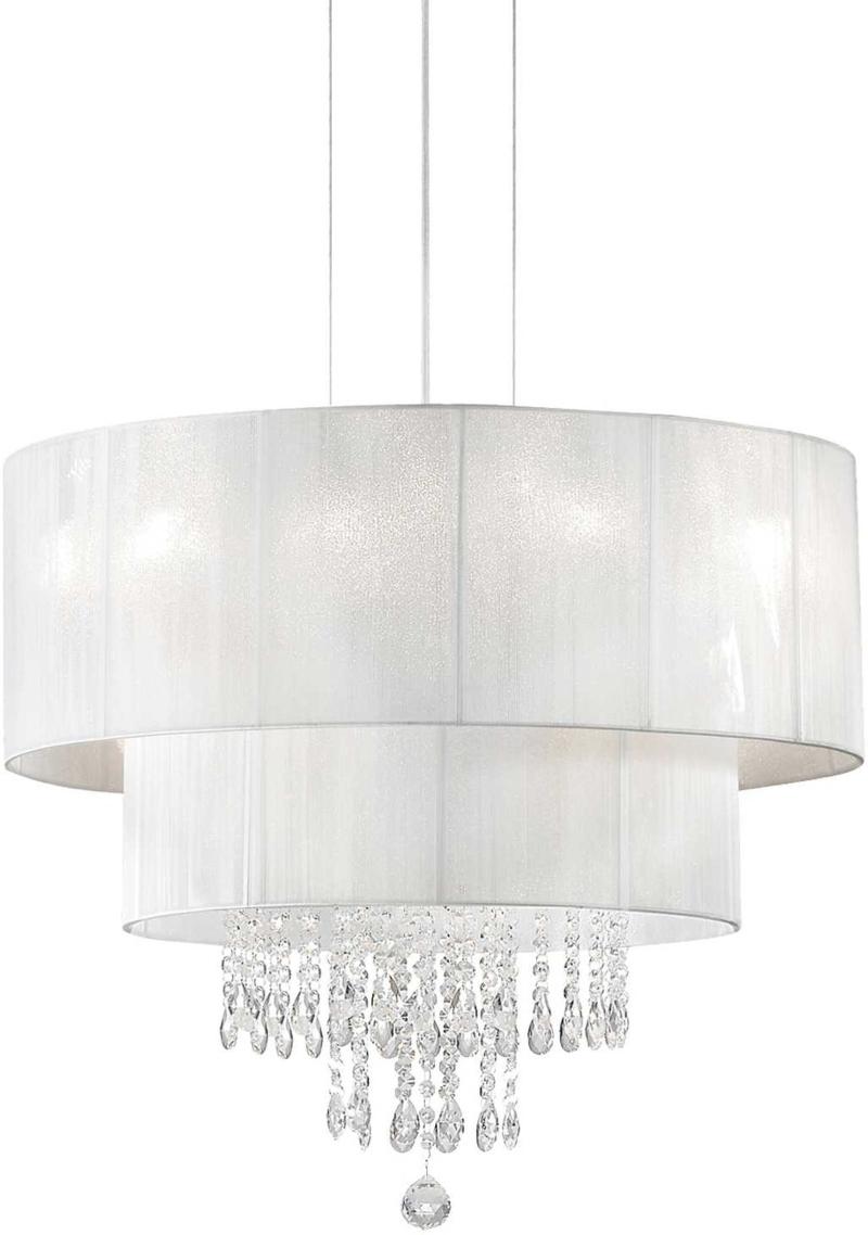 Elegant Opera Pendel Lampe i Hvid Krom og Glas