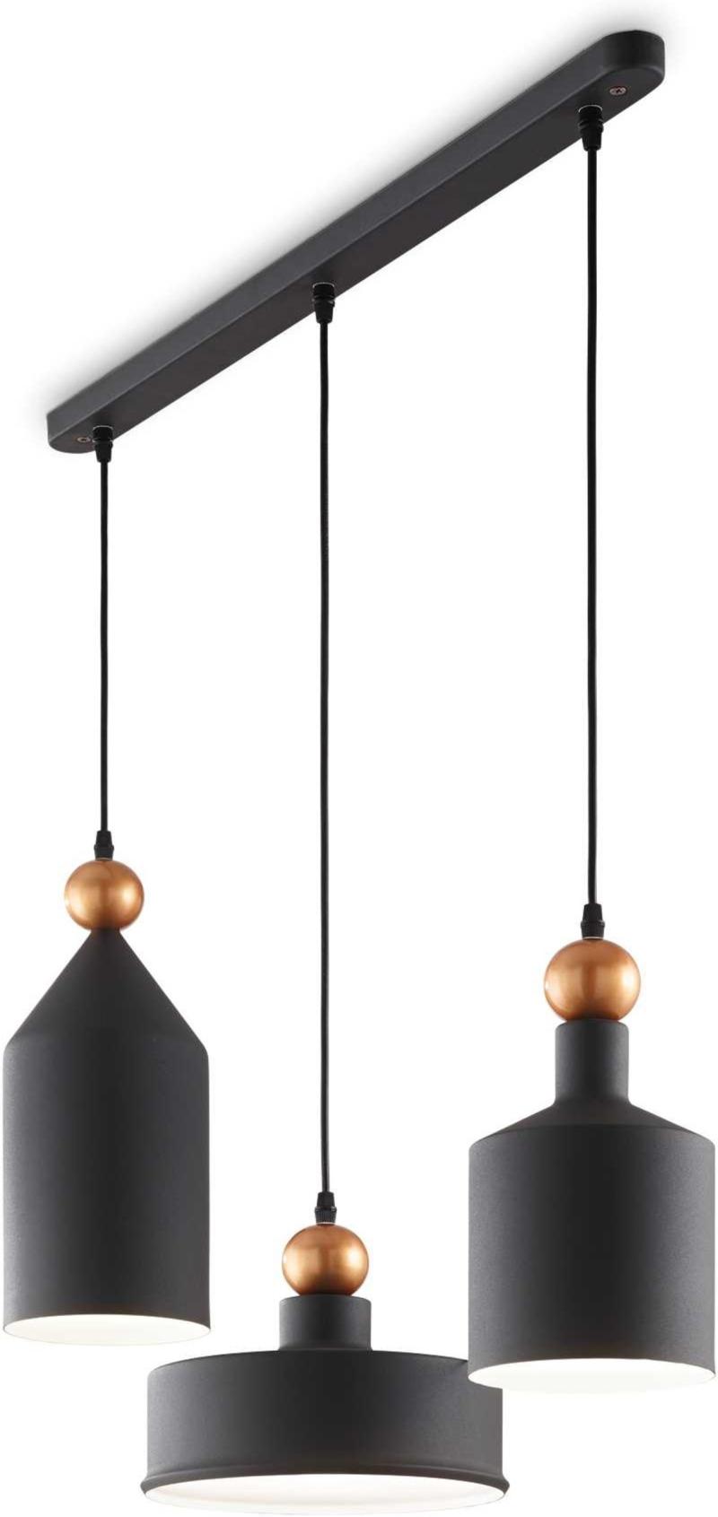 Elegant Triade Pendel Lampe i Grå og Sort Metal