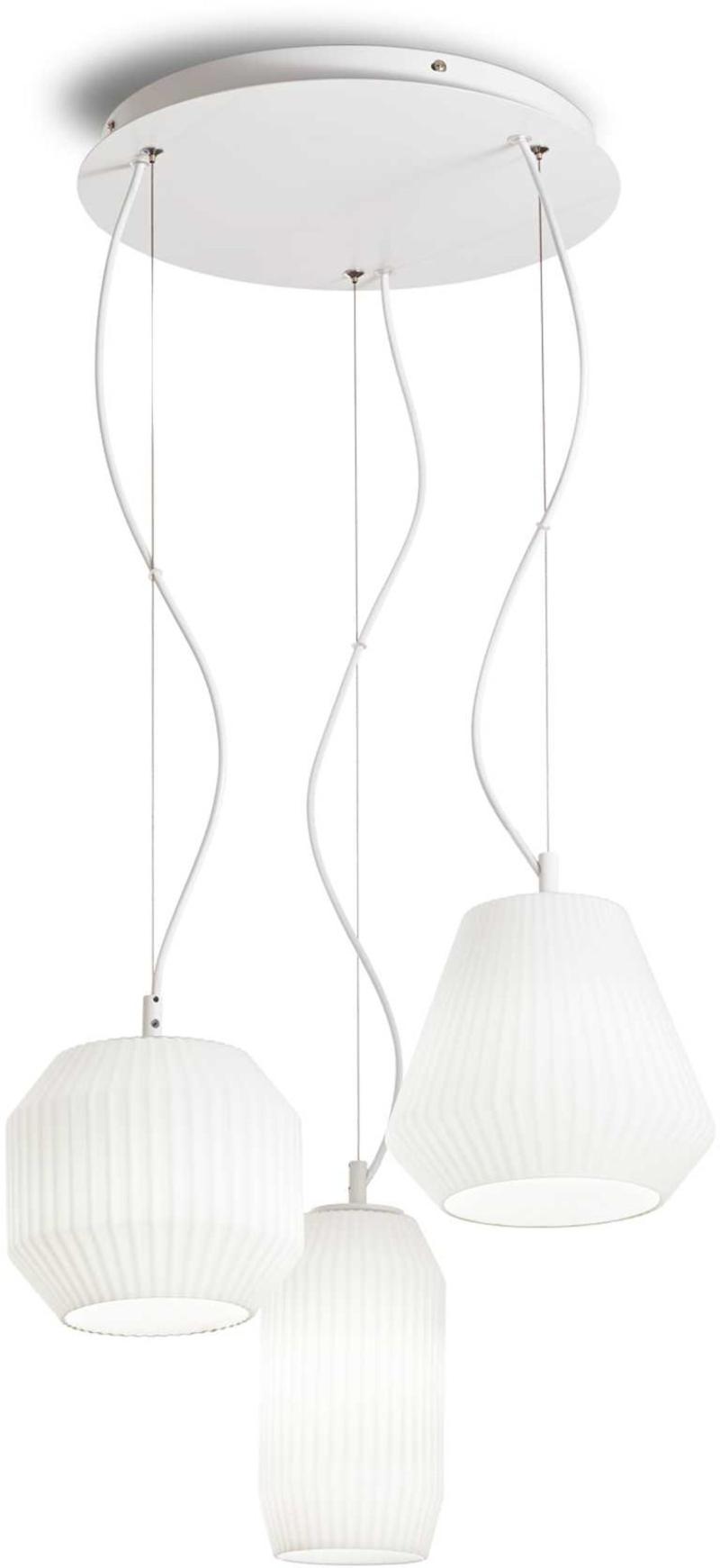 Elegant Origami Pendel Lampe i Hvid Glas - Ideal Lux