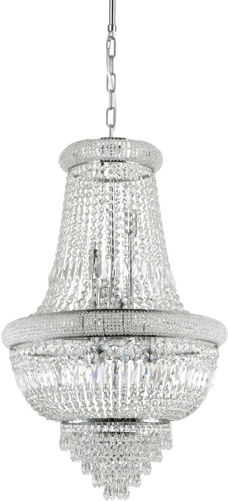 Dubai  Pendel Lampe  E14 Max 10   40w  E14  Metal  Glas  Krom  ø520xhmin980 Max1900mm