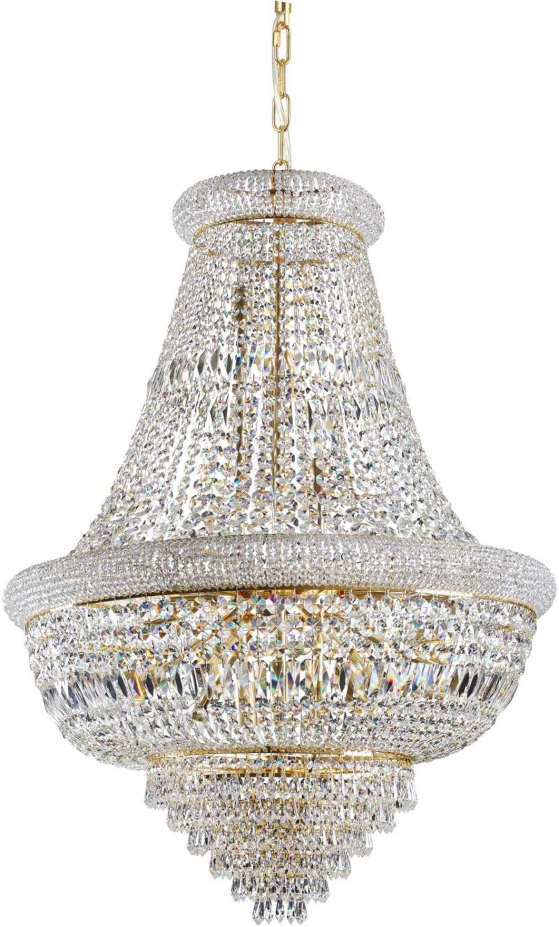 Dubai  Pendel Lampe  E14 Max 24   40w  E14  Messing  Metal  Glas  Krom  ø800xhmin1200 Max2250mm