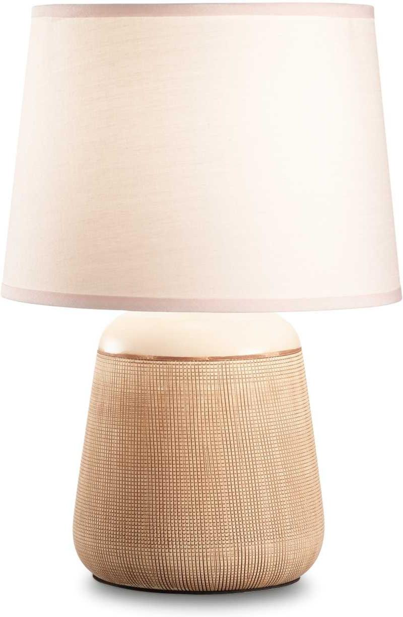 Kali Bordlampe E14 Max 40w E14 Hvid Brun Metal Stof ø200xh285mm