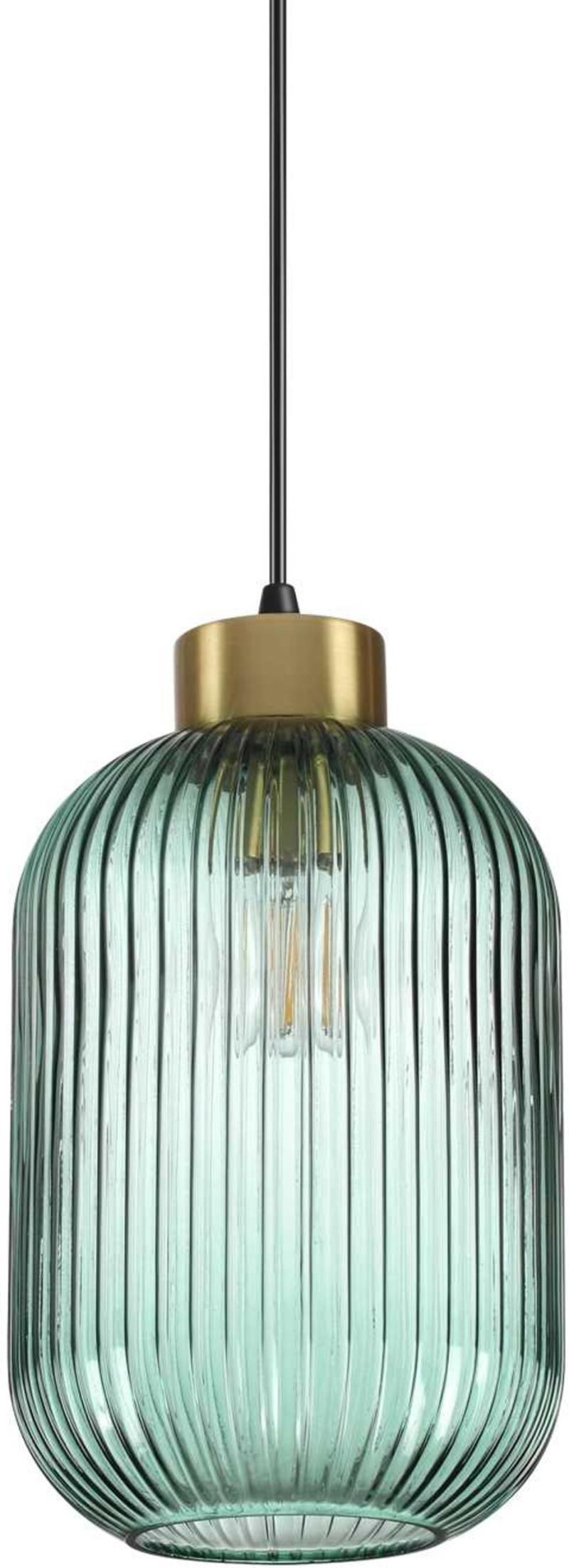 Elegant Mint Pendel Lampe i Grøn og Sort Glas