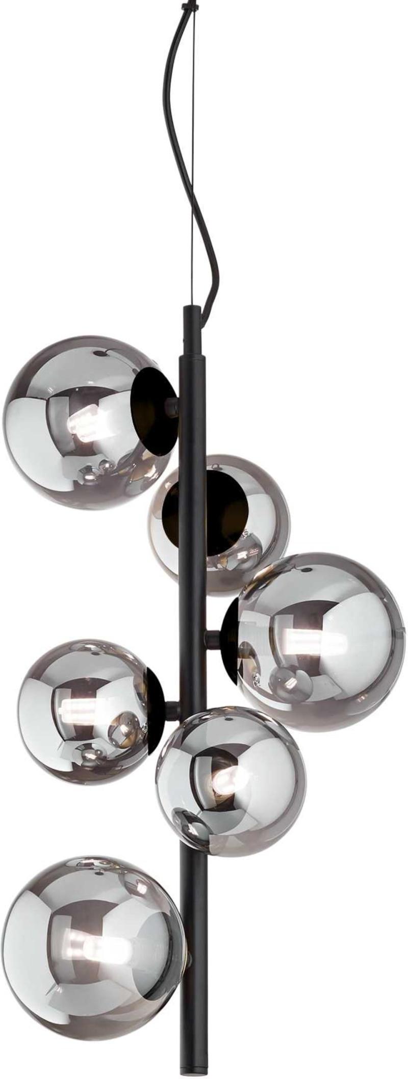 Elegant Perlage Pendel Lampe i Sort Metal og Glas
