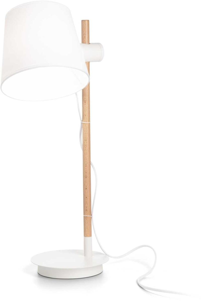 Elegant Axel Bordlampe i Hvid Træ og Stof - Max 60W