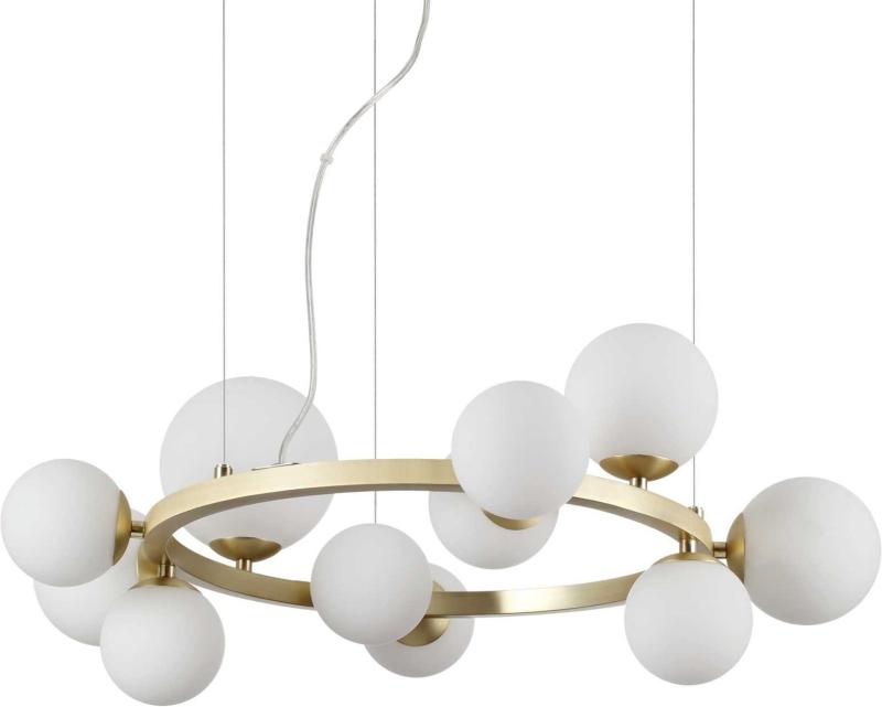 Elegant Perlage Pendel Lampe i Messing og Glas - Tilbud!