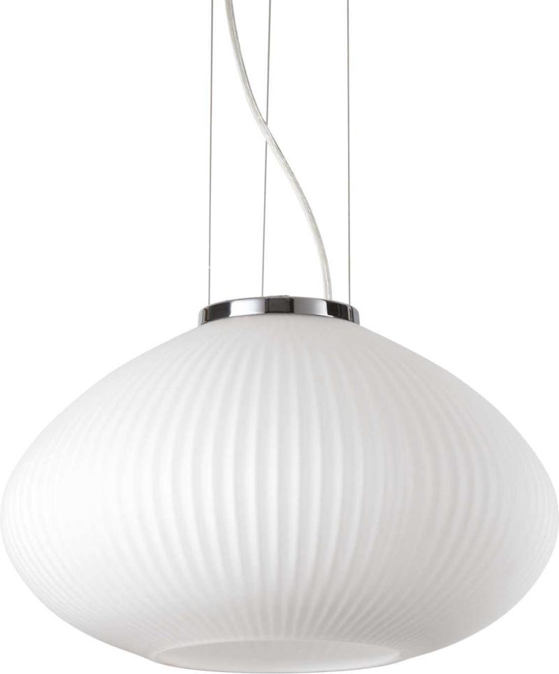 Elegant Plisse Pendel Lampe i Krom og Glas - Max 60W