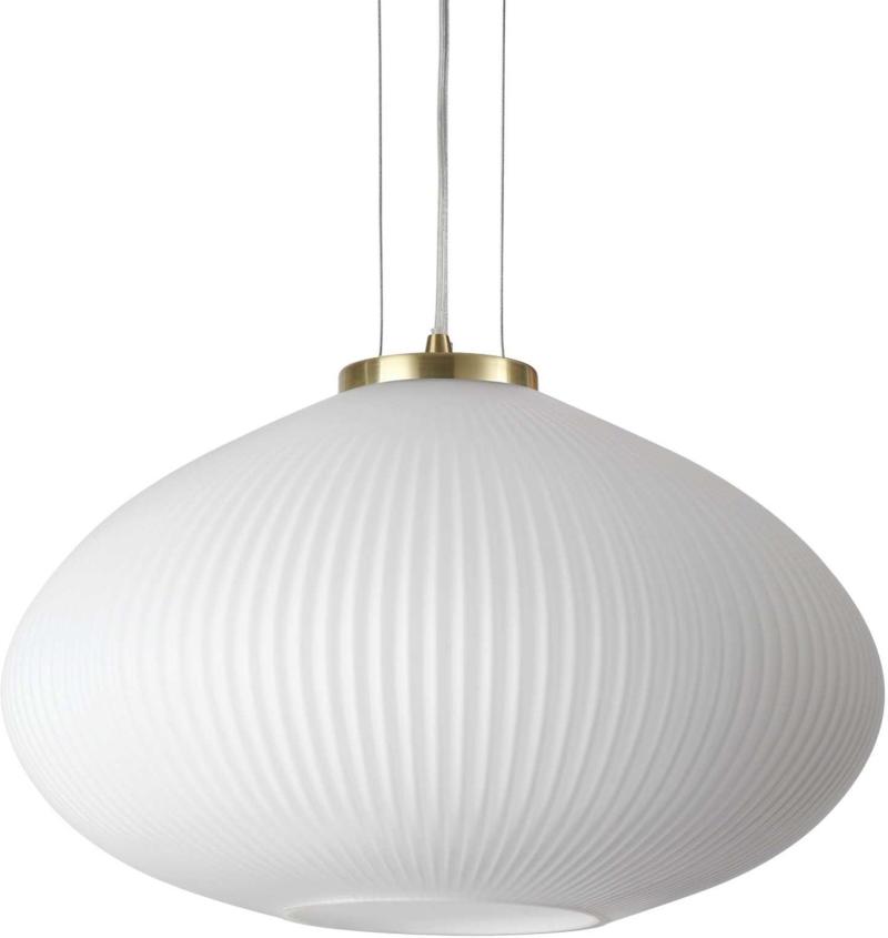 Elegant Plisse Pendel Lampe i Messing og Glas - 60W