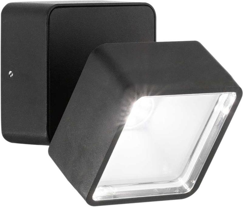 Omega Square Udendørs Væglampe Led 7w Led Sort Metal Glas L90xh90xb85mm
