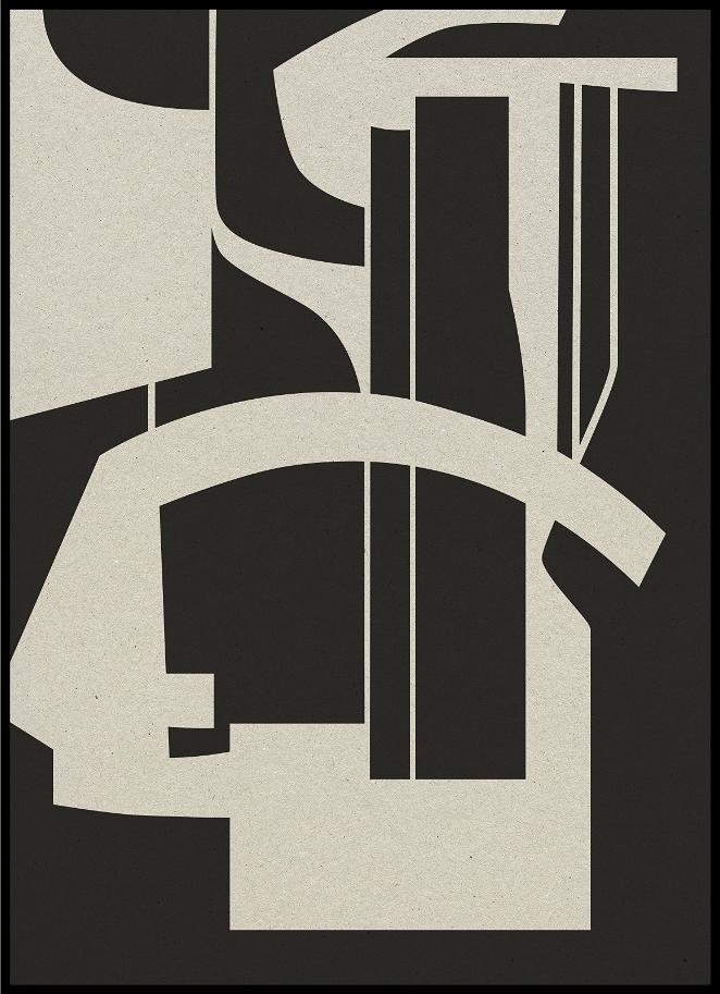 Silhouette Illustration i Sort og Grå - Elegant Vægkunst
