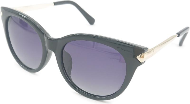 Cateye  Dame Solbrille Med Etui  Sort  Blå