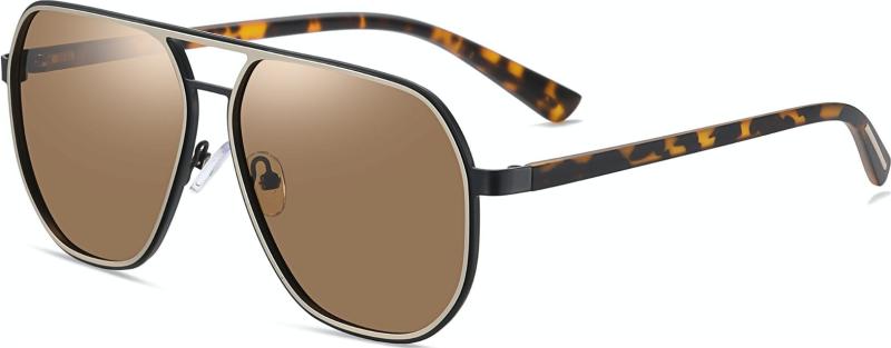Dapper Pilot Solbriller til Mænd i Havana - Stilfuld Elegance