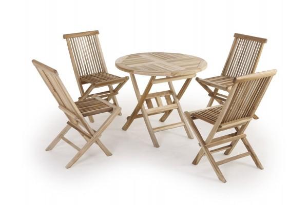 Køln Teak Havemøbelsæt med Bord og 4 Stole - Tilbud!