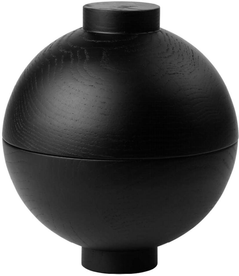 Wooden Sphere  Opbevaringskrukke  Sort  H16x18    Træ