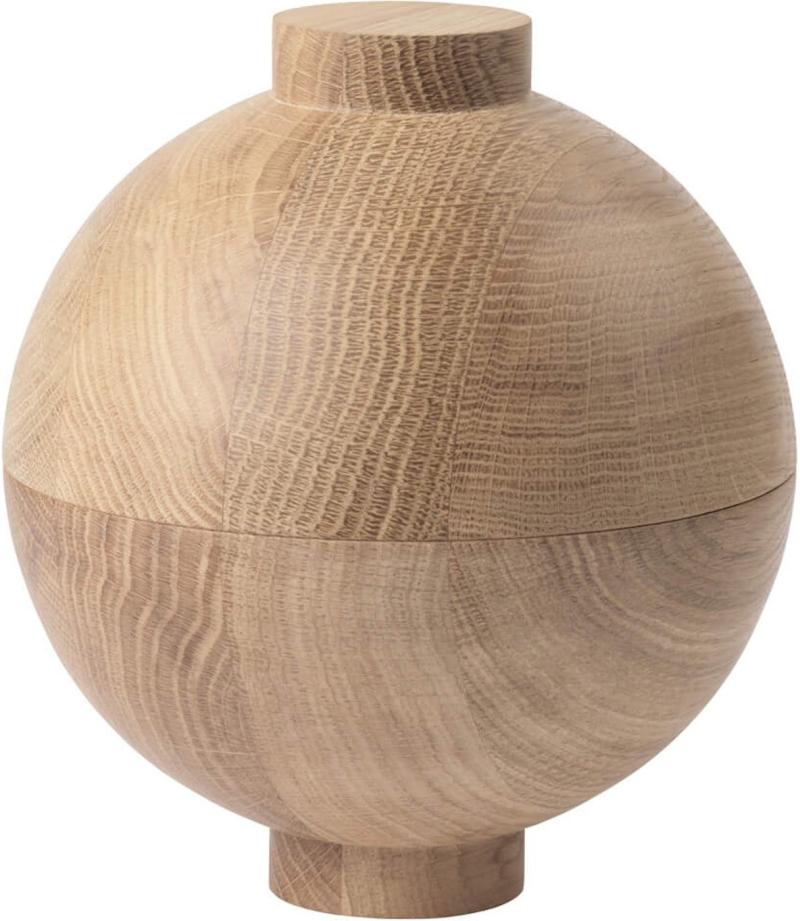Træsfære Opbevaringskrukke i Natur  H16x18 - Black Friday Tilbud!