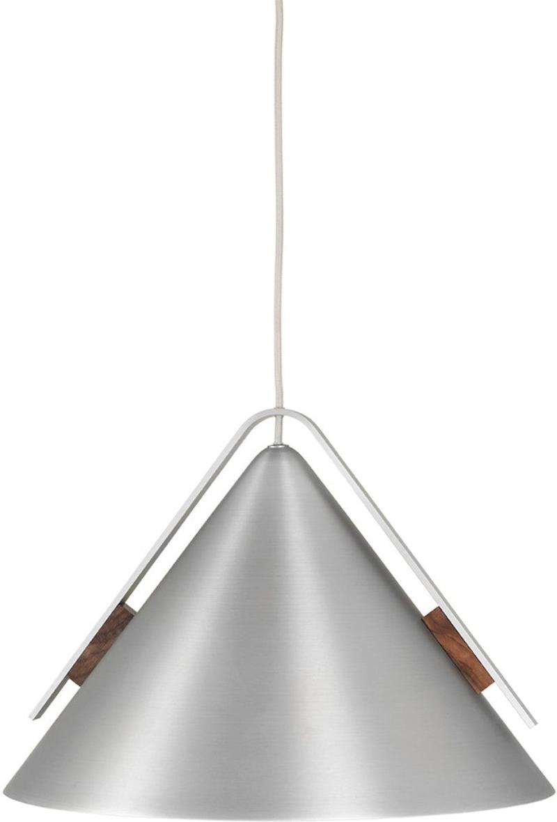 Cone Pendellampe i Sølv med Valnød - Elegant Belysning